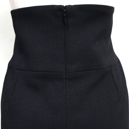 Chanel Tight High Waist 08A P33857v12627 Wool Black Women's Skirt