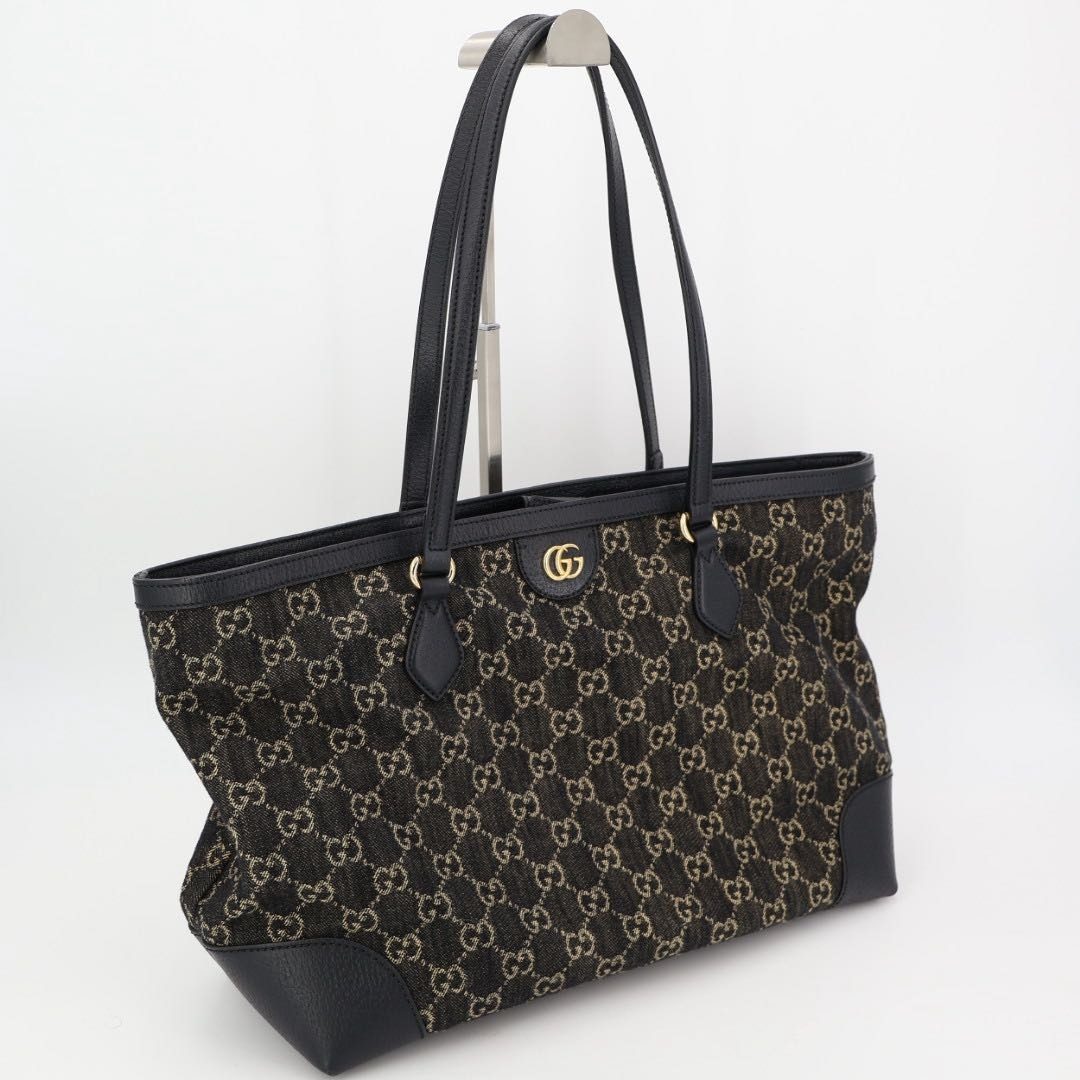 Gucci Ophidia Tote Black GG Jacquard Denim