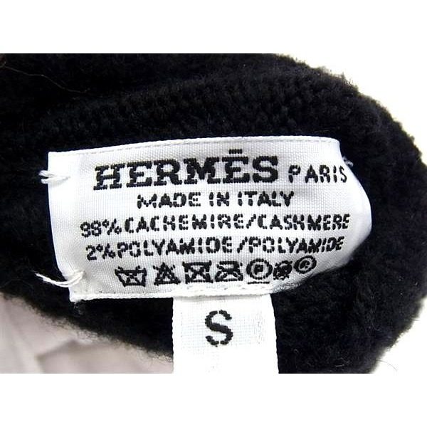 Hermes Darling Medall Cashmere Polyamide Silver Gloves S Black — view 4