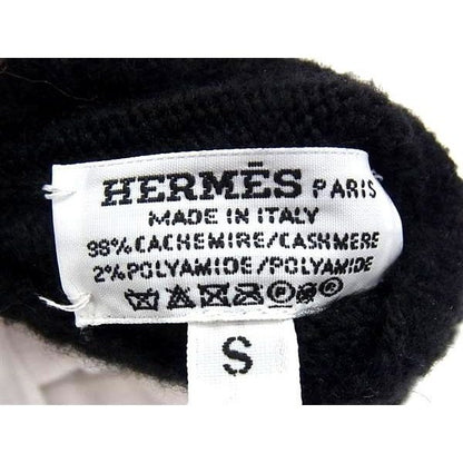 Hermes Darling Medall Cashmere Polyamide Silver Gloves S Black — view 4
