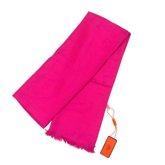 Hermes New Libris Shawl Silk Cashmere Pink Scarf