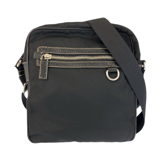Prada Tessuto Black Nylon Leather Shoulder Bag