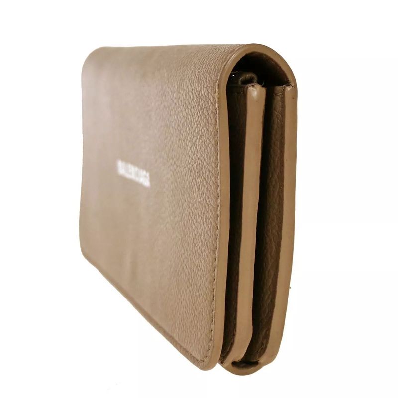 Balenciaga Long Wallet Logo Everyday Leather Beige 30bs131