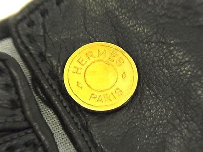 Hermes Sellier Lambskin Gloves Size 6 1/2 Women's Black Fb0801