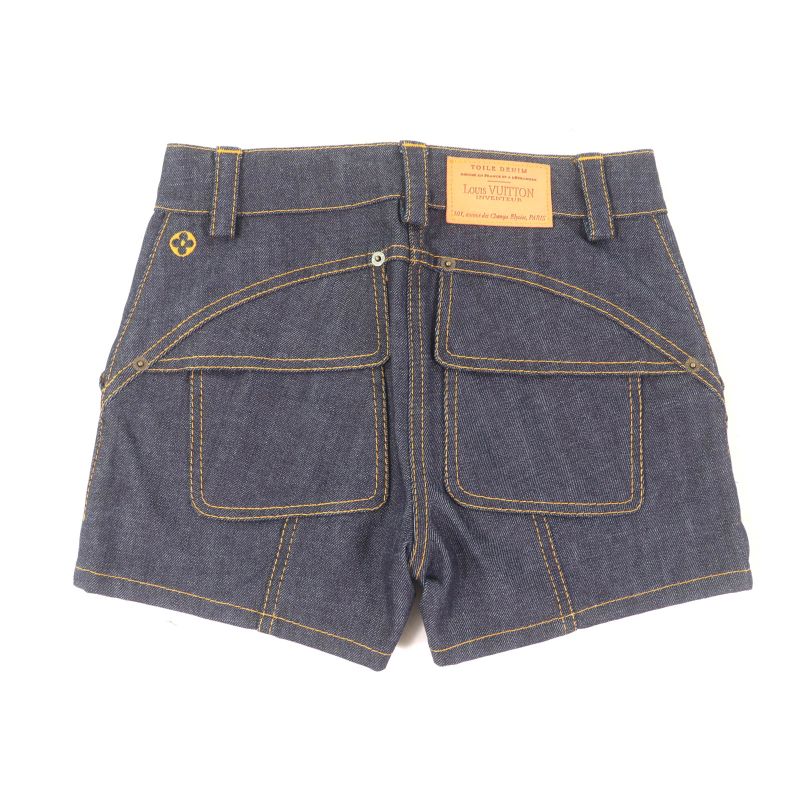 Louis Vuitton Leather Monogram With Logo Patch Flower Stitch Design Denim