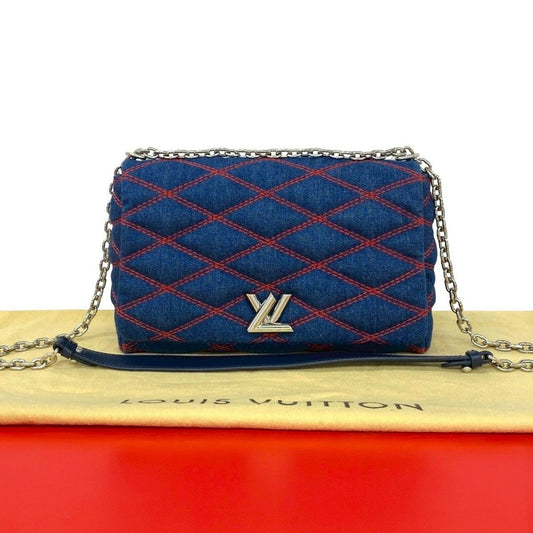 Louis Vuitton Maltage Quilted Denim Turnlock Chain Shoulder Bag Blue