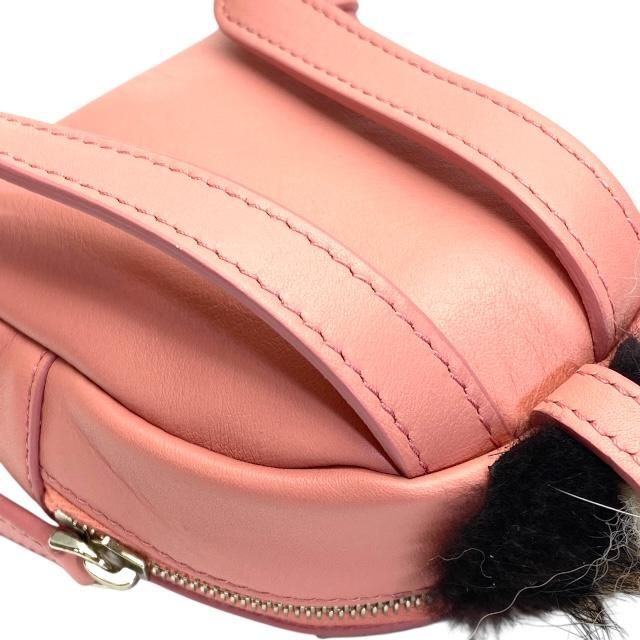 Fendi 7ar457 Monster Bugs Charm Key Holder Bagcharm Small Bag Leather Pink