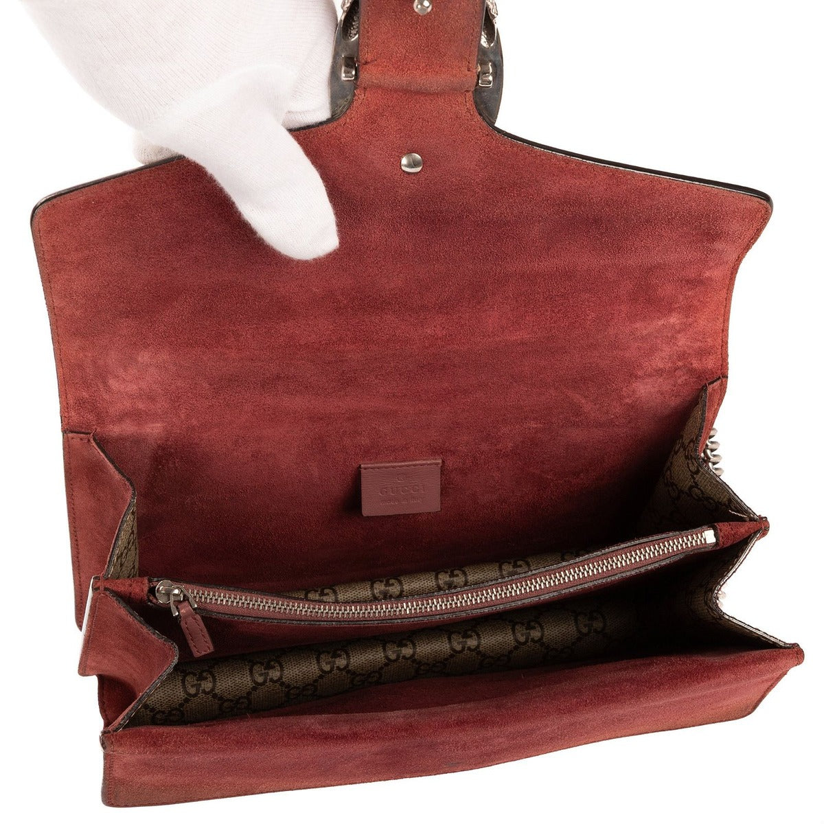 Gucci Blooms Dionysus Beige Burgundy Supreme Canvas Shoulder Bag — view 9