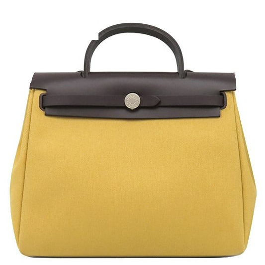 Hermes 2-Way Bag Herbag Zip PM 31 Canvas Toile Hunter Ebene Paille Silver