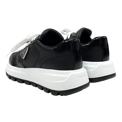 Prada Sneakers Shoes Leather Black White Black Unused Triangle Logo