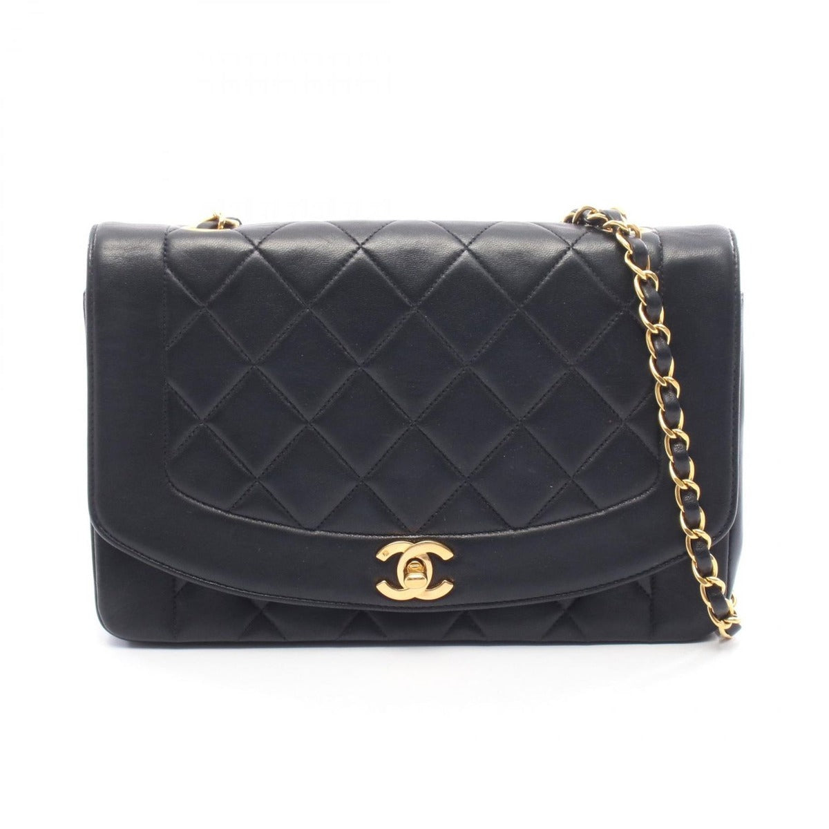 Chanel Shoulder Bag Quilted Diana Flap Black Lambskin