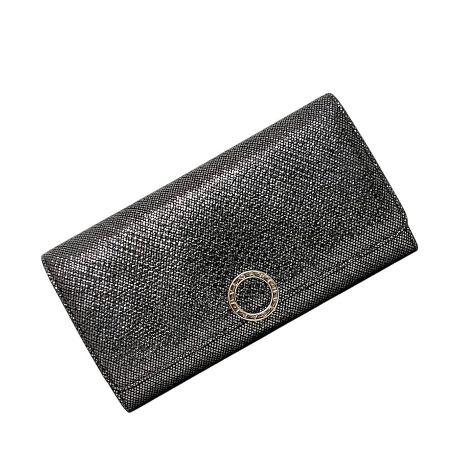Bvlgari Bifold Wallet Silver Lame Leather MD