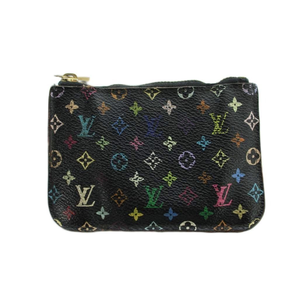 Louis Vuitton Monogram Multicolor Pochette Cles Case Pouch Logo Black