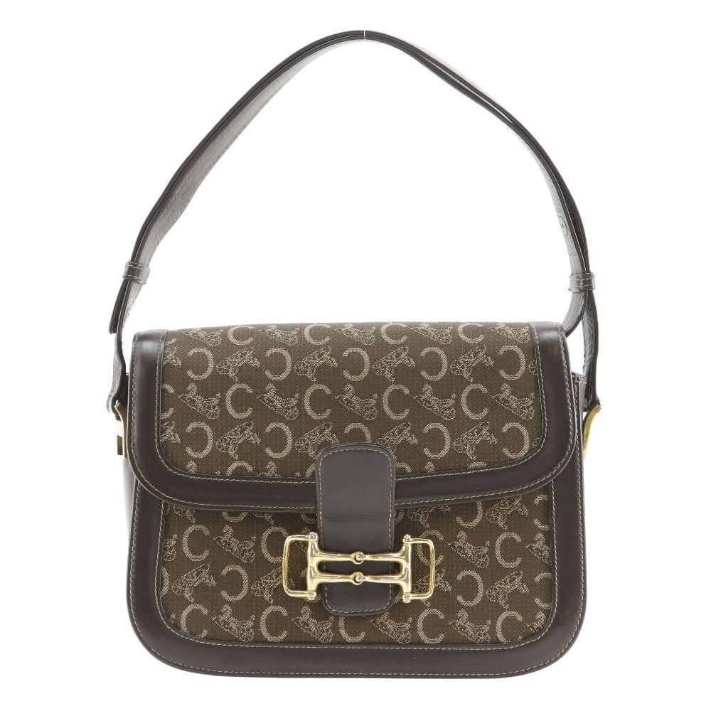 Celine Vintage Canvas Calf Brown Handbag