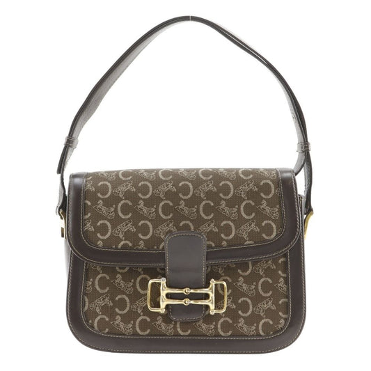 Celine Vintage Canvas Calf Brown Handbag