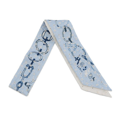 Hermes Scarf Twilly Re Boucles Broderie Anglaise Blue-blanc Marine