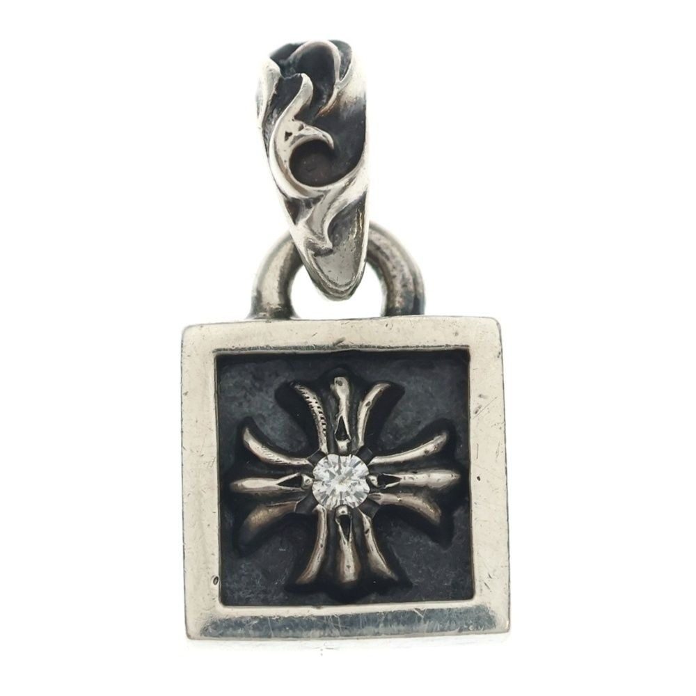 Chrome Hearts Framed CH Plus 1 Diamond Pendant Top Silver