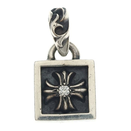 Chrome Hearts Framed CH Plus 1 Diamond Pendant Top Silver