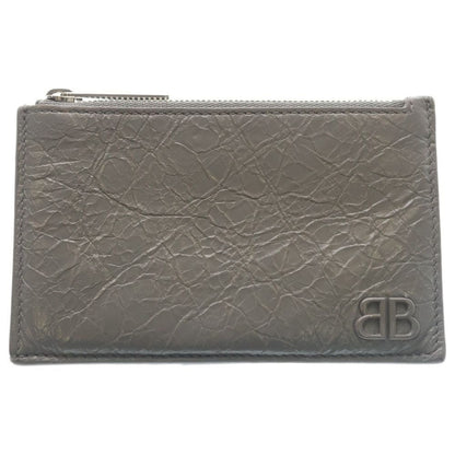 Balenciaga Monaco Long Ali Nalamskin Coin & Card Holder Leather Case Gray