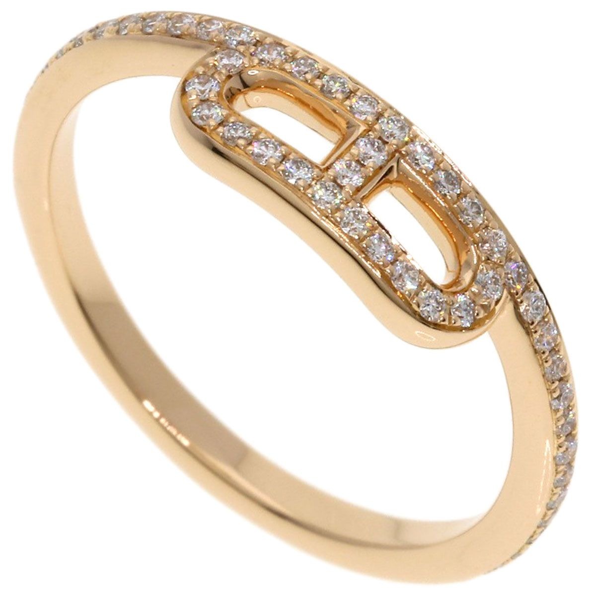 Hermes Link D'hermes Diamond 55 Ring 18K Pink Gold