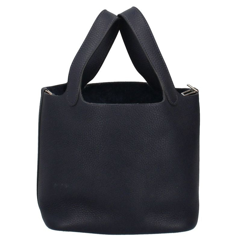 Hermes Picotin Lock PM Taurillon Clemence Handbag Navy