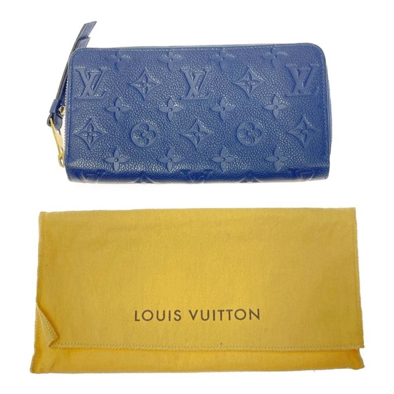 Louis Vuitton M60570 Monogram Empreinte Leather Zippy Wallet Navy 371634 Long