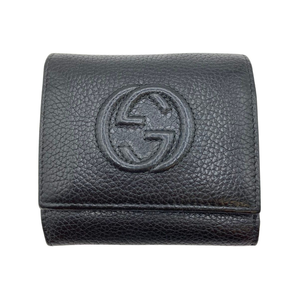 Gucci Soho Trifold Wallet GG Mark Black Shape Softening Yes