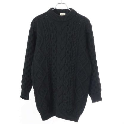 Celine Wool Cashmere Cable Knit Sweater 2 D Black