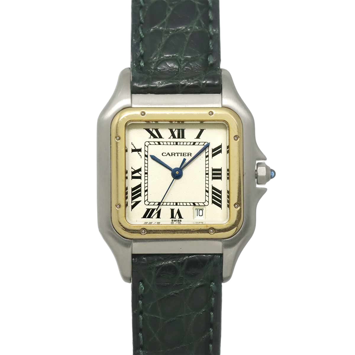 Cartier Panthere Boys Watch Date Ivory YG Yellow Gold Quartz