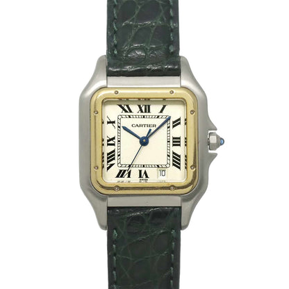 Cartier Panthere Boys Watch Date Ivory YG Yellow Gold Quartz