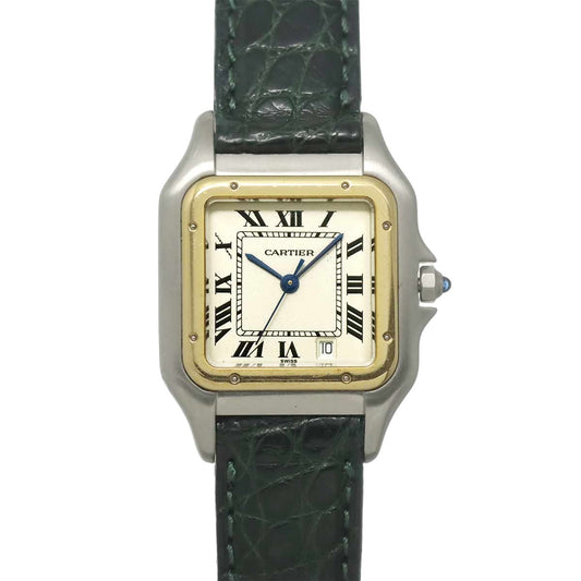 Cartier Panthere Boys Watch Date Ivory YG Yellow Gold Quartz