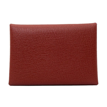 Hermes Calvi Duo Verso Silver Card Case Calf