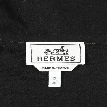 Hermes Cardigan Zip Up Black Cotton Shirt Jacket — view 4