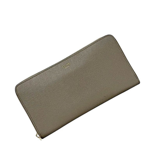 Celine Round Zipper Long Wallet Large Zip Gray