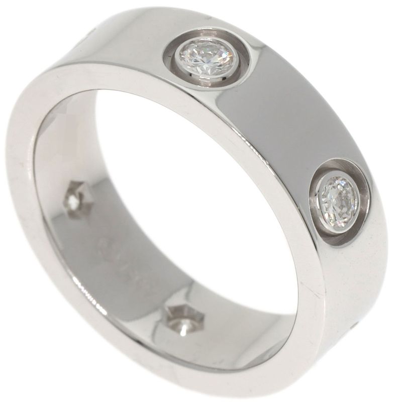 Cartier Love Ring Full Diamond #50 Ring - 18K White Gold Ladies