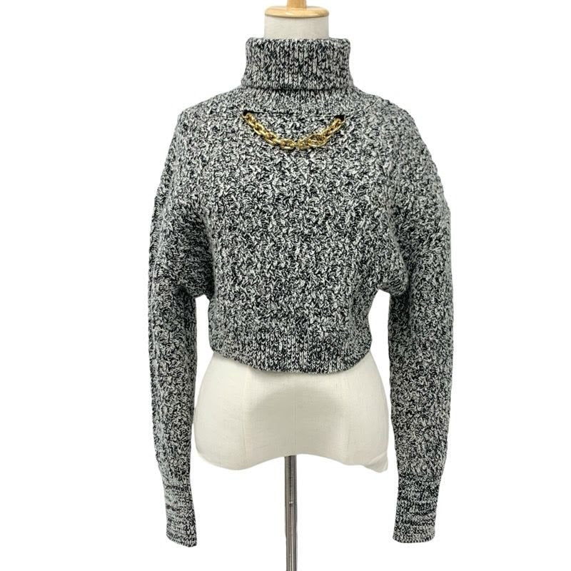 Louis Vuitton Top Wool Black White Gold Knit Circle Logo Chain Turtleneck