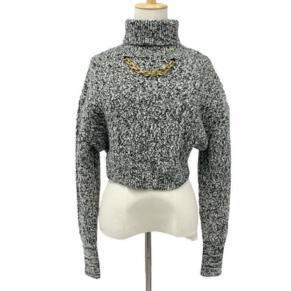 Louis Vuitton Top Wool Black White Gold Knit Circle Logo Chain Turtleneck