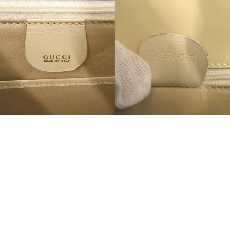 Gucci 2WAY Bamboo 000 1364 0633 Leather White Handbag White 0703 Gucci