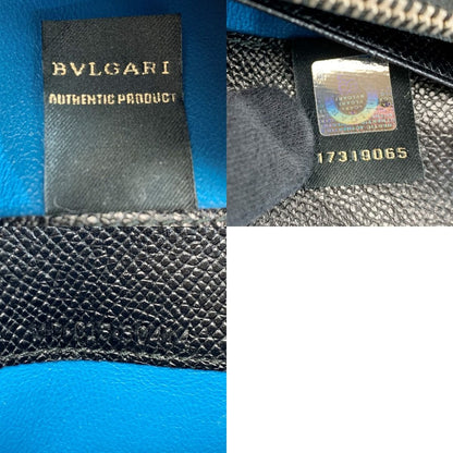 Bvlgari Leather Logo Clip Black Bifold Long Wallet Ladies