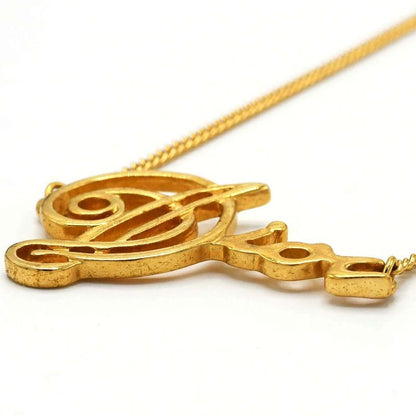 Christian DIOR Graffiti Logo Necklace Gold Color Accessories Ladies With Box