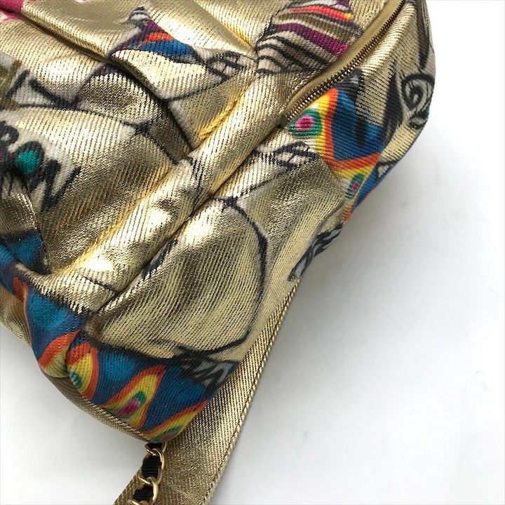 Chanel CC Logo Graffiti Paint Backpack Gold