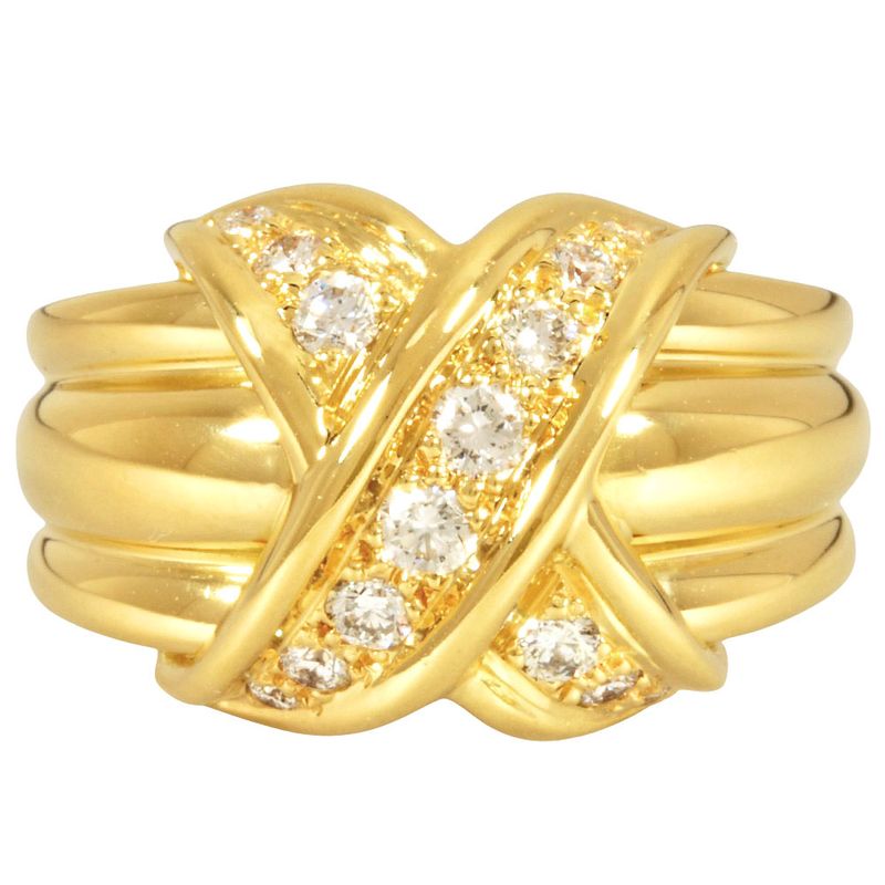 Tiffany & Co Tiffany & Co Signature Cross Ring With Diamonds Approx 12 18K