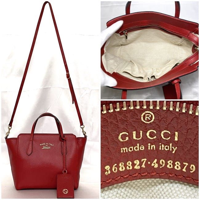 Gucci 2 Way Bag Red 368827 Excellent Condition Leather Preowned