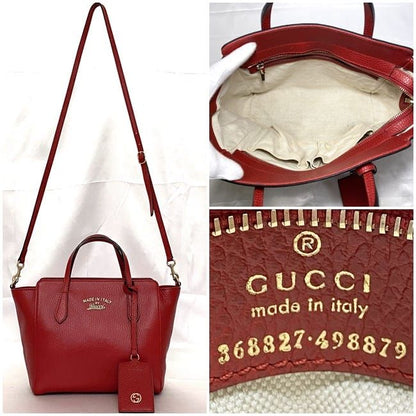 Gucci 2 Way Bag Red 368827 Excellent Condition Leather Preowned