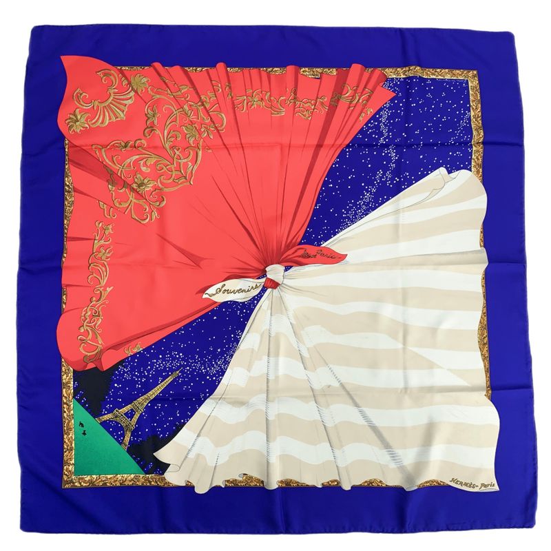 Hermes Carre 90 Souvenirs De Paris Memories Of Paris Blue And Red Eiffel Tower