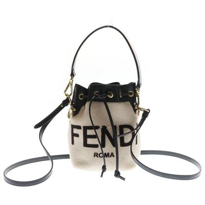Fendi Pre Owned Mono Tresor Bucket Bag Mini Black Beige