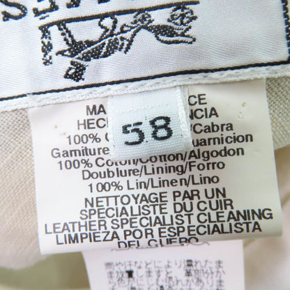 Hermes Goatskin Cotton Lined 100% Linen Leather Switching Cap Brown Beige 58