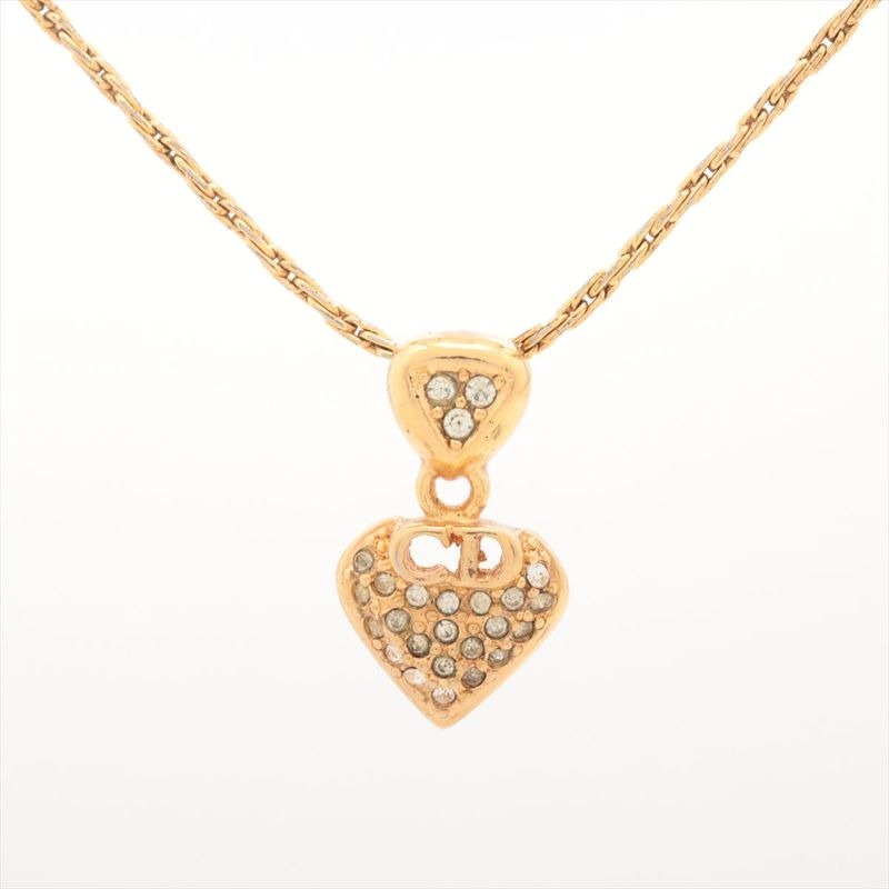 Christian Dior CD Logo Necklace GP With Rhinestones