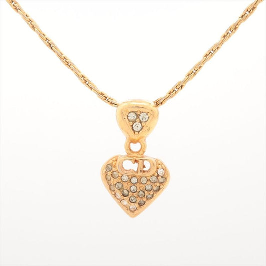 Christian Dior CD Logo Necklace GP With Rhinestones