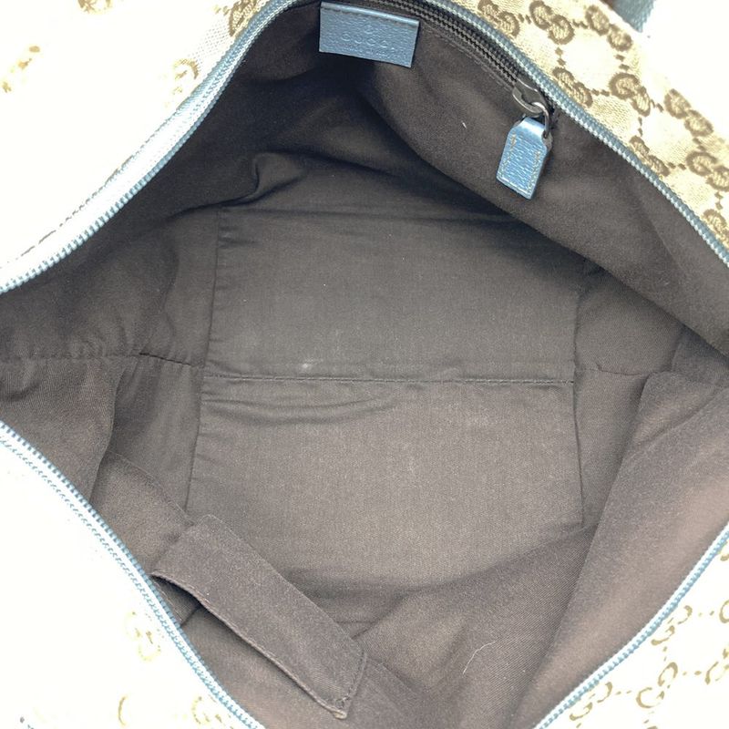 Gucci 131228 Handbag Tote Sherry Line GG Canvas Light Blue Brown Women Men